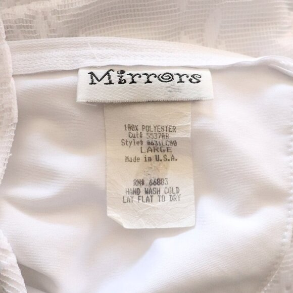 Vntg Mirrors Women's Sz Lrg White Square Neck Bridal Lined Midi Lace Dress - Picture 11 of 11